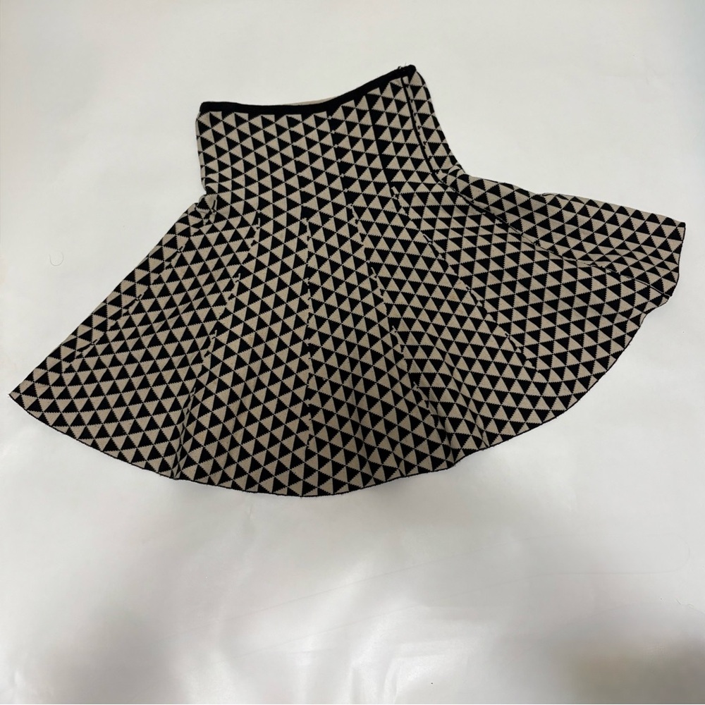 Anthropology Lapis Black and Cream Geometric Skater Circle Skirt Sz M